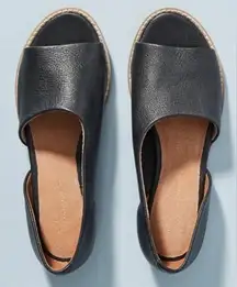 Anthropologie Black Leather Souvenir Cutout D'Orsay Peep-Toe Flats Size 6-7