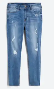 JUST USA Raquel Distressed Scissor Hem Cropped Skinny Jean size 14/32