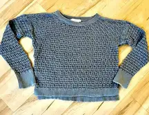 LOFT Sweater Crochet Gray Knit Top Size Medium Shirt