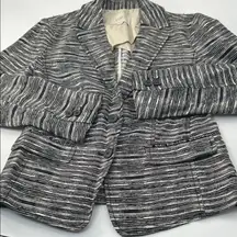 LOFT Striped Black and White Blazer