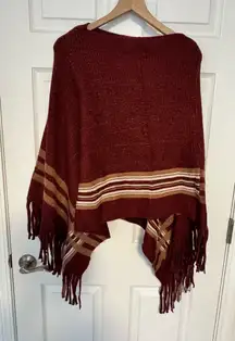 Nordstrom red and yellow sweater pancho NWT