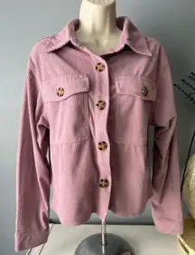 Pink Corduroy Button-Up Jacket