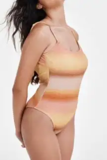 Glitter Ombre Scoop Neck One Piece Swimsuit