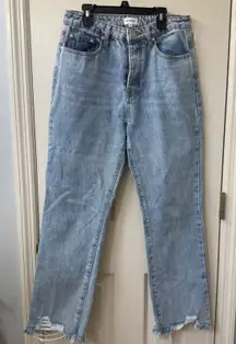 Superdown‎ Jeans Women's Size 29 Light Wash Distressed Hem High Rise Denim