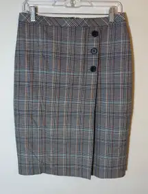 Talbots Petite 6P Plaid Pencil Skirt Button‎ Accent Career Professional