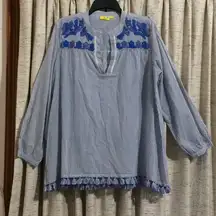 Roller Rabbit Embroidered Cotton Long Sleeve Tunic