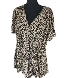 #138 Plus Size Ava + Viv Leopard Crossover Top