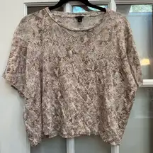 Ann Taylor 100% Linen Tan Taupe Snakeskin Print Women's Crop Cropped Top Size XL