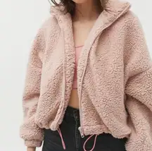 Urban Outfitters Willow Fuzzy Drawstring Teddy Jacket in Honey
