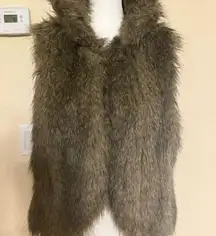 Jack Brown Faux Fur Fashion Trendy Chic Cozy Winter Luxury Vest Size Large