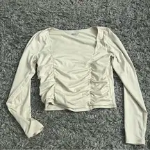 Hollister  cream ruched square neck long sleeve size large