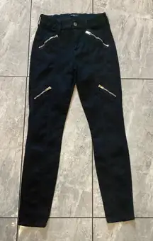 7 For All Mankind Black Moto Skinny Jeans Zipper Detail Women's Size 25