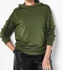 J Jason Wu Womens French Terry Hoodie Size M Olive Lace Trim Outdoor Luxury‎