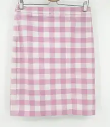 J.Crew NO. 2 Womens Size 4 Pink White Gingham Checkered‎ Pencil Skirt Career