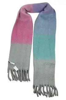 Talbots Colorblock Luxe Oversized Blanket Scarf Multi Color Pastel