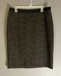Sunny Leigh Black Silver Metallic Pencil Lined Skirt Size Large NWOT