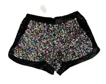 Trina Turk Sequined Mini Shorts Metallic Black Multicolored $228 Retail