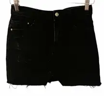 Zara Size‎ XS Black Raw Hem Denim Jean Mini Skirt