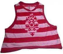 Striped Muscle Tank Persimmon Combo Red Pink Size Medium