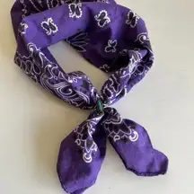 Purple Indie Boho Printed Cotton Square Neck Tie Western Bandana