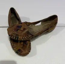 Naturalizer White Woven Leather Huarache Slip-On Flats Size 8 Women's