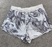 Athleta Womens 1X All Activity Shorts Marble Print‎ Drawstring Waist Athletic