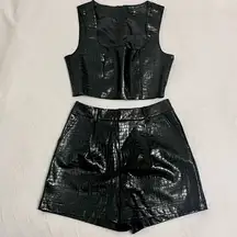 Faux Leather Shorts Set - Small