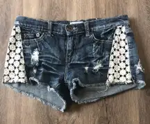 Denim Lace Shorts 