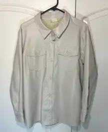 NWT‎ Altard State Beige Faux Leather Shirt Jacket Shacket Button Womens Medum