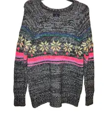 Jegging Sweater Fair Isle Wool Mohair Grey Rainbow Small