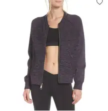 Free People Naomi Zip-Up Sweatshirt Bomber Jacket In Black Combo & Purple  Size Small