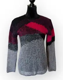 DIESEL Wool Mohair Sweater Designer Streetwear Abstract Crewneck Small Italy