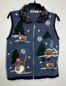 OHI vintage ugly Christmas sweater vest winter rabbit hair‎ women’s size medium