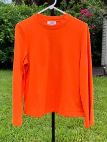 COS Bell Sleeve Organic Cotton Jersey Long Sleeve Top in Orange Size XS