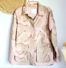 Anthropologie , New, Lida Pink Camo Cargo Denim Utility Jacket, Size Medium