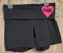 PINK VS Y2K  Black Hot Pink Silver Sequin Bling Yoga Foldover Shorts Medium