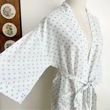 Vintage Kimono Sleeve White Polka Dot House Robe