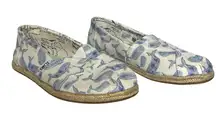 TOMS Alpargata Watercolor Whale Print Canvas Espadrille Blue Shoe Size 6