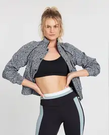 NWT Allfenix x Anthropologie Black and White Leopard Print Cropped Bomber Jacket