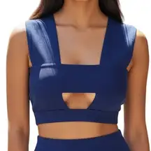 PRETTYLITTLETHING Cobalt Blue Bandage Top Silvertone Hardware NWT Size 6‎