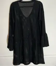 Calvin Klein black sheer mesh swimsuit coverup bell sleeves large