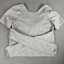 Nike  Women Gray DriFit Yoga Workout Training Tie Shirt Size M