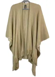 Vince Camuto Womens Beige Tasseled Poncho One‎ Size