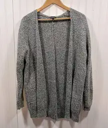 Express gray open warm knit cardigan