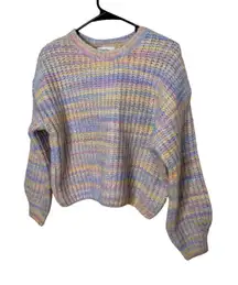 Jessica Simpson Rainbow Striped Knit Wool Blend Sweater Women's L