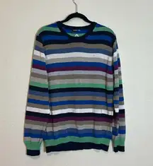 J. Lindeberg Striped‎ Crew Neck Merino Wool Sweater Size Large