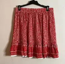 Christine Women's Red/White Hippie Mini Skirt Dress Paisley Print Size Small