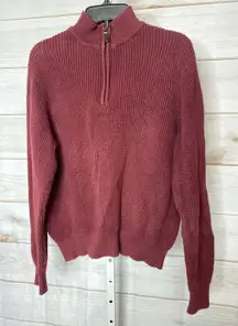 L.L. Bean Men's Size Small Cranberry Red Cashmere Pullover Sweater 1/4 Zip