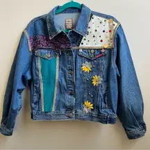 Mavis patchwork jacket embellished studded denim cotton jacket Size S