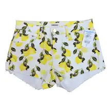 L'AGENCE Womens Audrey Mid Rise Shorts | Ivory/Yellow Lemons Size 23 | NWT